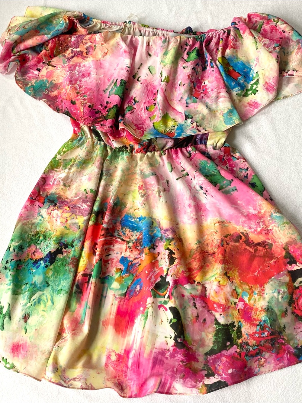 Amanda Uprichard Off-Shoulder Mini Dress - Pink Multi